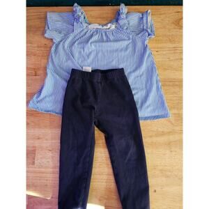2t outfit set- Gymbore Navy Pants and Okie Dokie Striped Shirt